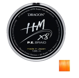 DRAGON HMX8 pletená šňůra 0,08 mm 6,8 kg 135 m oranžová Flu