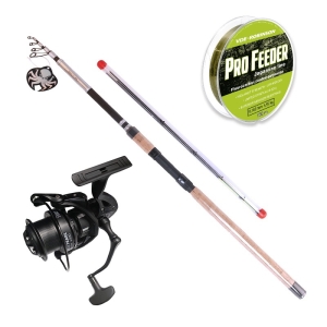 Zestaw Wędka Kraken Black Pearl TELE FEEDER 4+3pcs 3.30M 120G + Kołowrotek Kraken Black Pearl Feeder 4500 V2 + Żyłka VDE-Robinson Pro Feeder 0,245mm 150m 