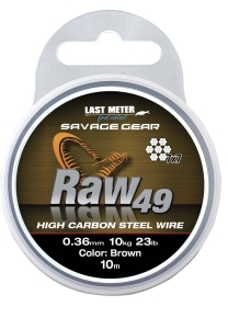 Savage Gear Raw49 0,45mm 16kg 35lb hnědý nepotažený návazcový materiál 10m