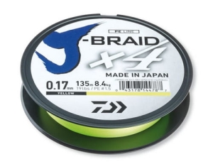 Daiwa J-Braid x4 0,19 mm 135 m žlutý