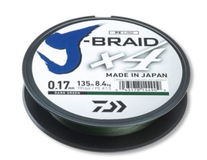 Daiwa J-Braid x4 0,21 mm 135 m tmavě zelená