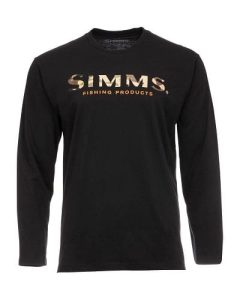 Tričko Simms Logo Shirt LS Black XXL